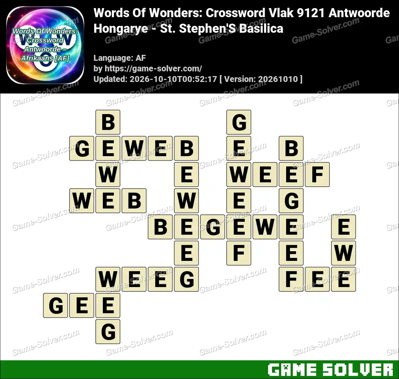 Words Of Wonders: Crossword Vlak 9121 Antwoorde – Hongarye – St. Stephen’S Basilica